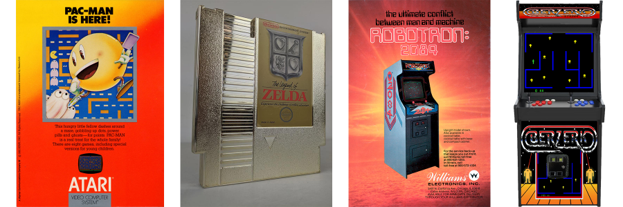 Images for Pac-Man (1980), The Legend of Zelda (1986), Robotron: 2084 (1982), and Berzerk (1980)