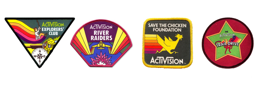 Activision patches for Pitfall, River Raid, Freeway, and Stampede