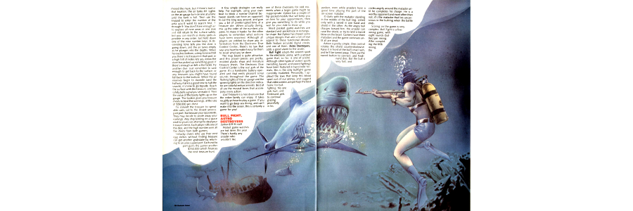 Artwork for a review of Loch Jaw from Electronic Games magazine, June 1983 issue
