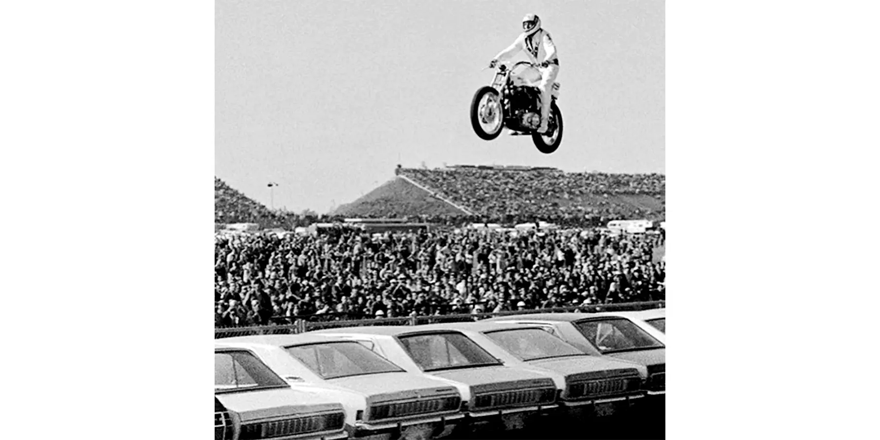 Photo of Evel knievel jumping cars