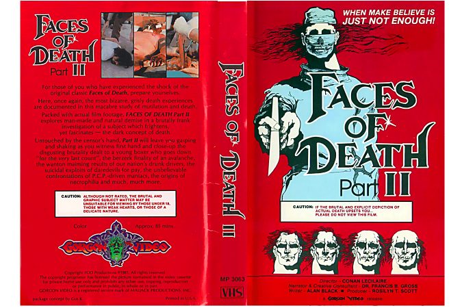 Faces of Death Part II VHS Cover