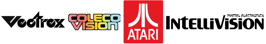 Vectrex, Coleco Vision, Atari, and Intellivision logos