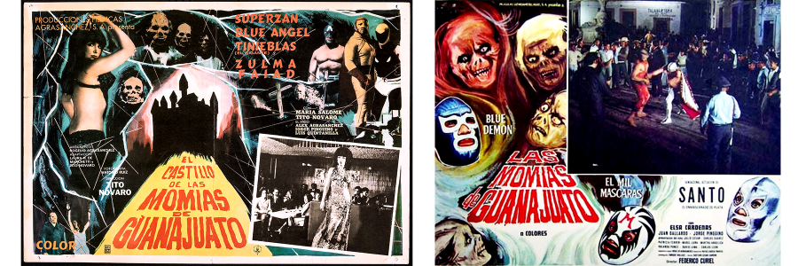 Lobby card and poster from El Castillo de las Momias de Guanajuato (1973) and Las Momias de Guanajuato (1972)