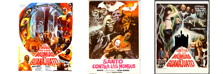 Posters from Santo contra las Momias (1970) and El Robo de las Momias de Guanajuato (1972) and El Castillo de las Momias de Guanajuato (1973)