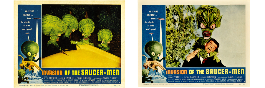 Lobby cards for Invasion of the Saucer-Men