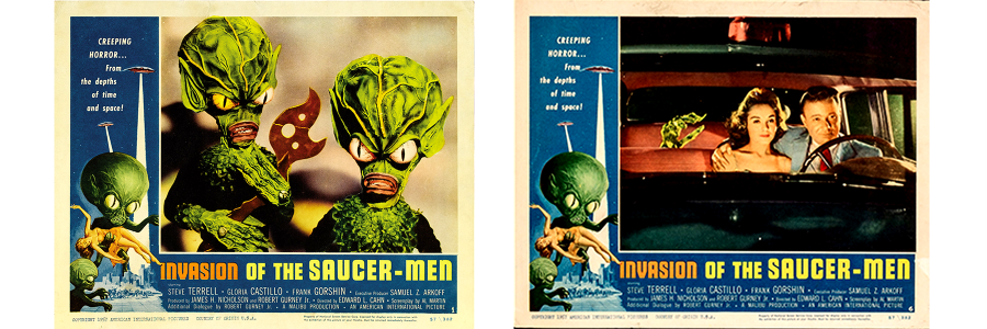 Lobby cards for Invasion of the Saucer-Men