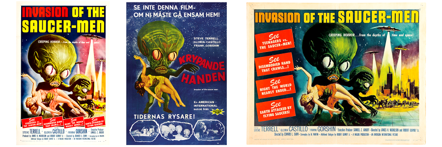 American and Swedish posters for Invasion of the Saucer-Men