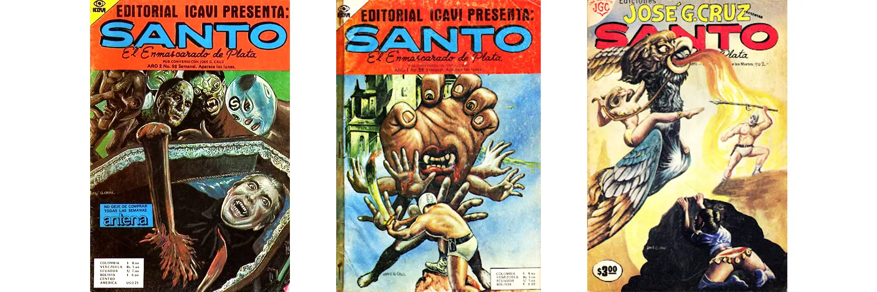 Covers of El Santo comics by Jose G. Cruz