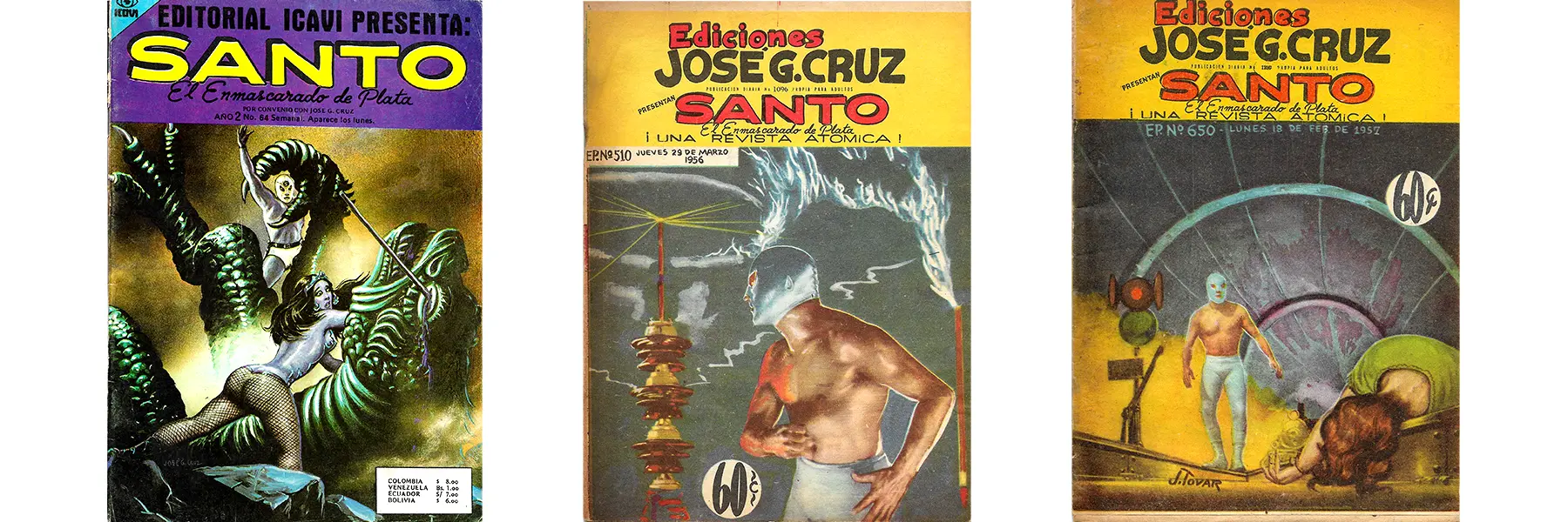 Covers of El Santo comics by Jose G. Cruz