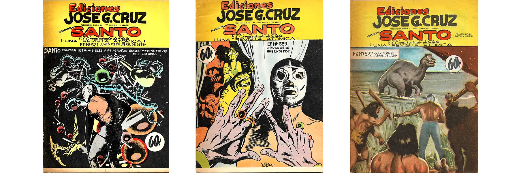 Covers of El Santo comics by Jose G. Cruz