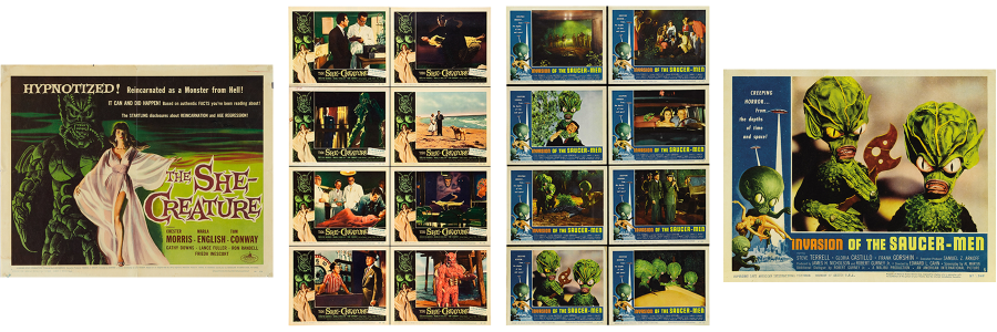 Lobby card sets for The She Creature and Invasion of the Saucermen