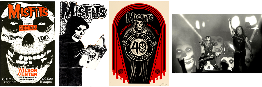 Memorabilia and a photo from the band The Misfits