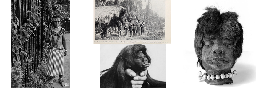 Images of shrunken heads and jivaros/Shuar people