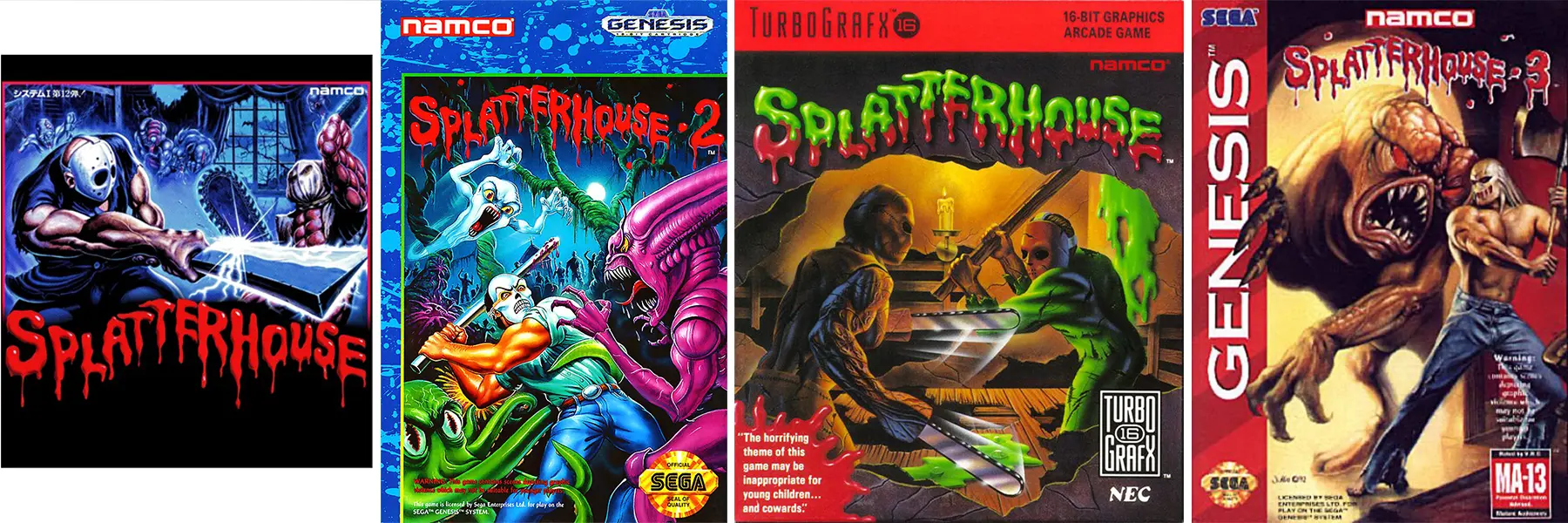 Splatterhouse video game box covers