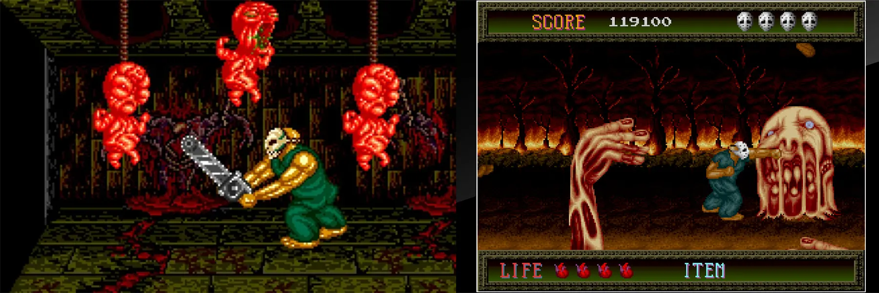 Gameplay images from Splatterhouse