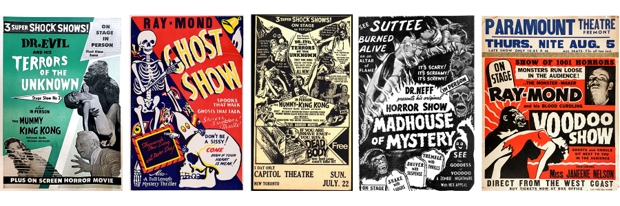 Spook Show posters for Dr. Evil, Ray-Mond, and Dr. Neff