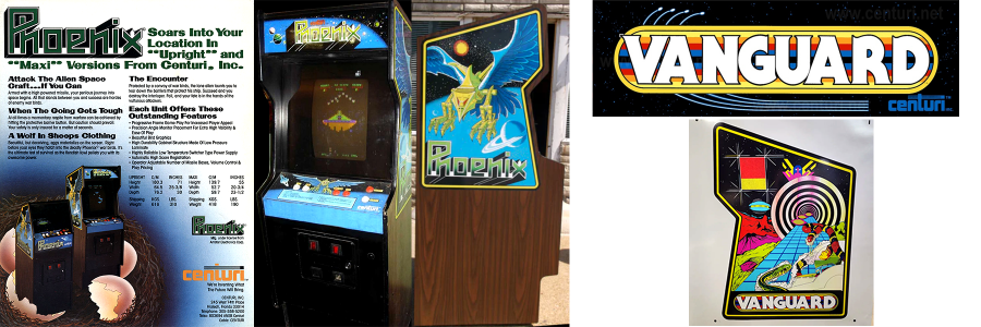 Images of Centuri arcade games for Phoenix and Vanguard