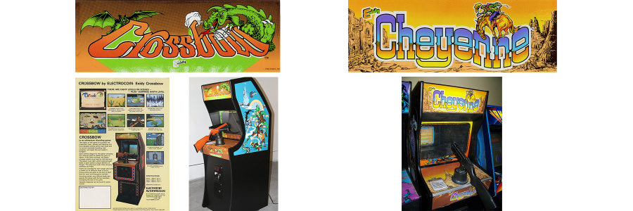 Images of Exidy arcade games for Crossbow and Cheyenne