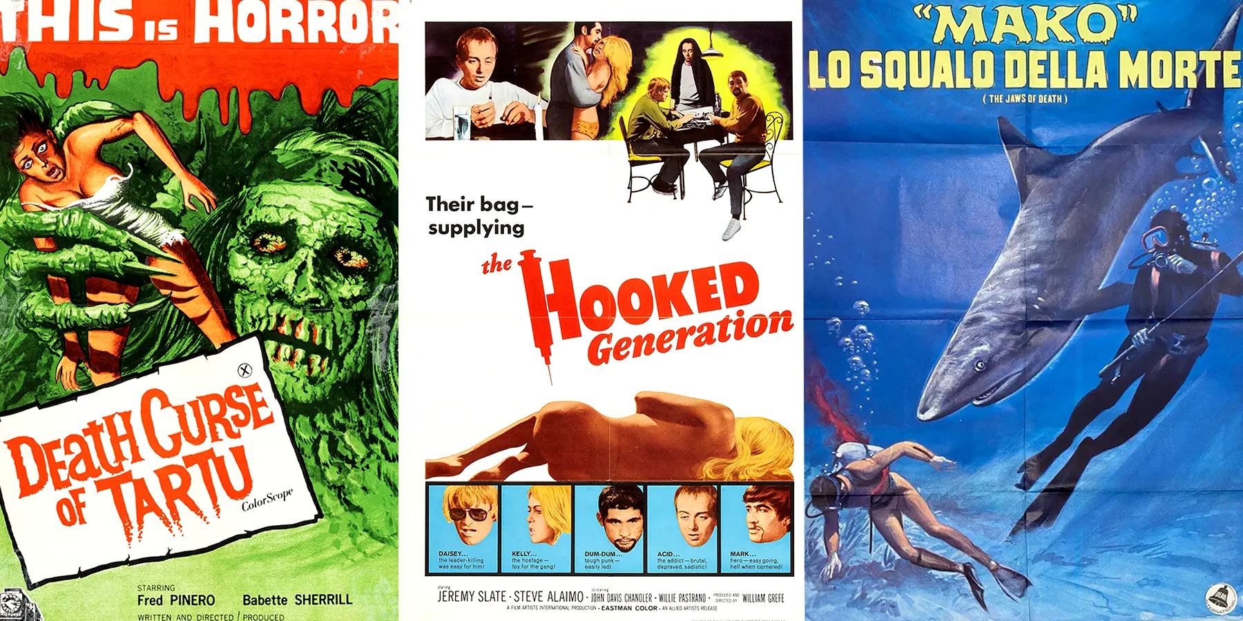 Banner image with posters from William Grefe's movies